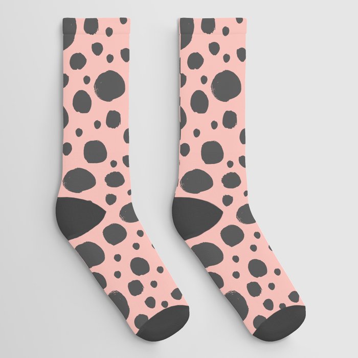 Pink & Navy Scandi Animal Print Pattern Socks