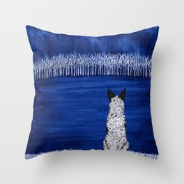 Blue Forest, Starry Sky (Artwork by AK) Throw Pillow