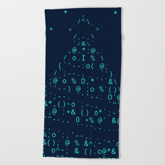 Christmas tree neon lights Beach Towel