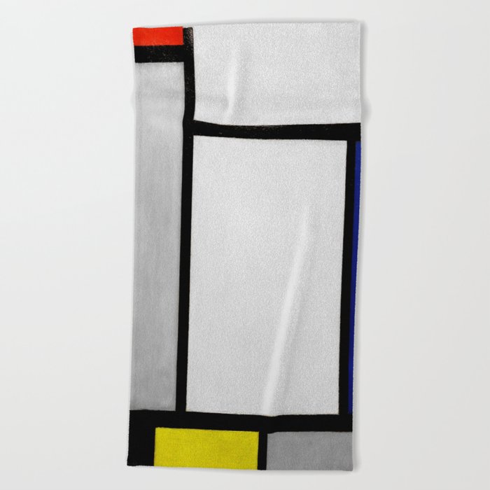 Piet Mondrian (1872-1944) - COMPOSITION WITH RED, BLUE, BLACK, YELLOW AND GRAY - 1921 - De Stijl (Neoplasticism), Geometric Abstraction - Oil on canvas - Digitally Enhanced Version - Beach Towel