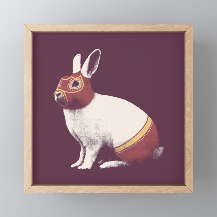 Lapin Catcheur (Rabbit Wrestler) Framed Mini Art Print