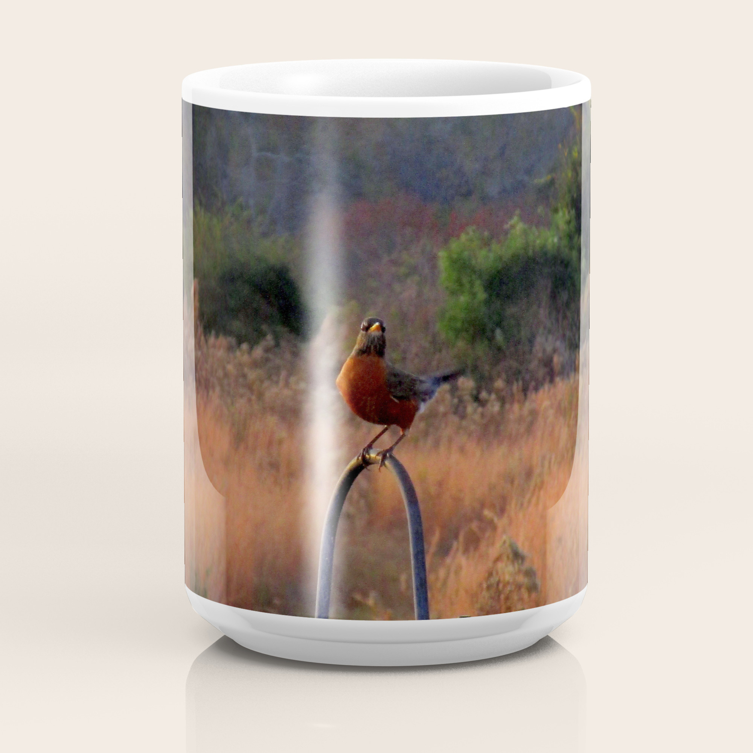Robin Perched On Bird Feeder Stand Coffee Mug By Daruvante Society6