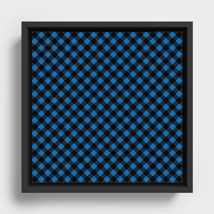 Blue Gingham - 29 Framed Canvas