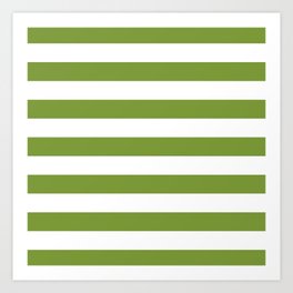 Green and White Stripes Art Print