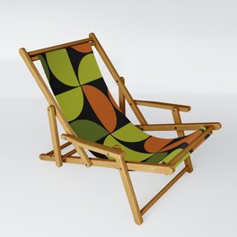 Mid century geometric pattern on black background 2 Sling Chair