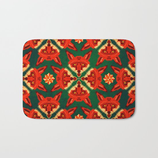 Fox Cross geometric pattern Bath Mat