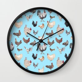 Chicken Happy (blue) Wall Clock