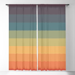 Colorful Retro Striped Rainbow Blackout Curtain