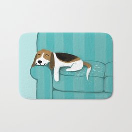 Happy Couch Beagle | Cute Sleeping Dog Bath Mat