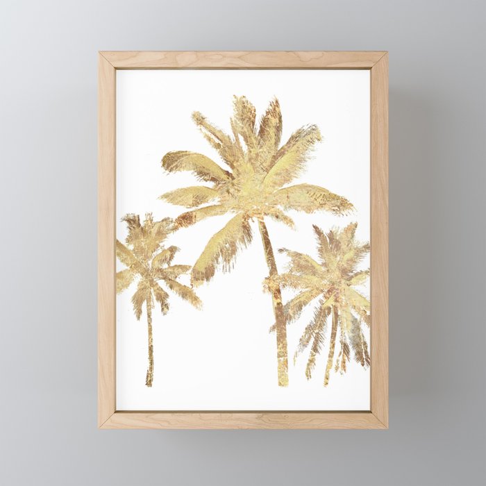 Gold Palm Trees Beach Chic Tropical Framed Mini Art Print