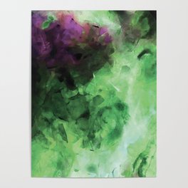 Green and Purple Smoke Abstract Poster