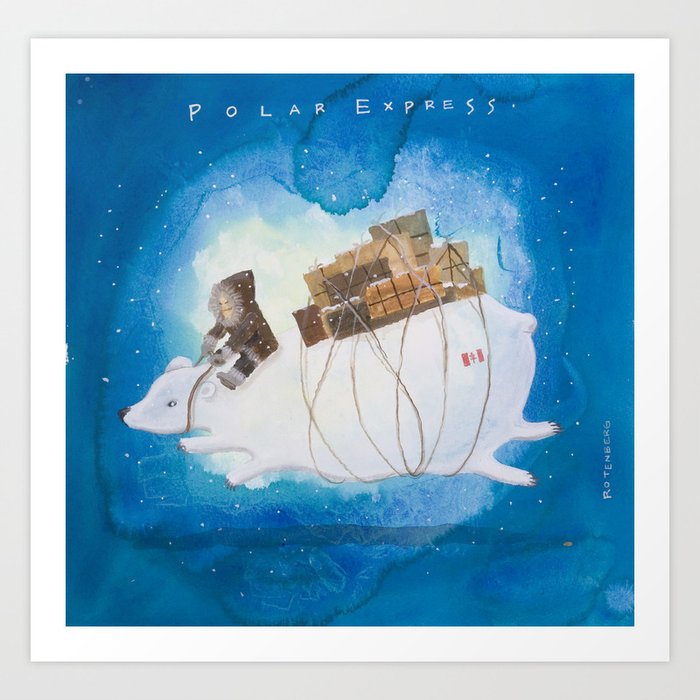 Big Polar Bear Delivers Gift Packages Like A Courier Painting By
