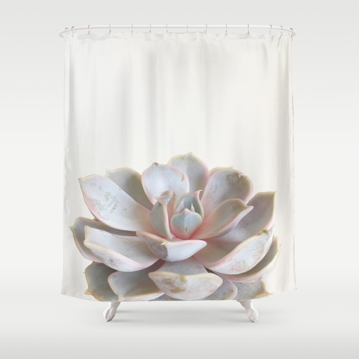 Pink Succulent Shower Curtain