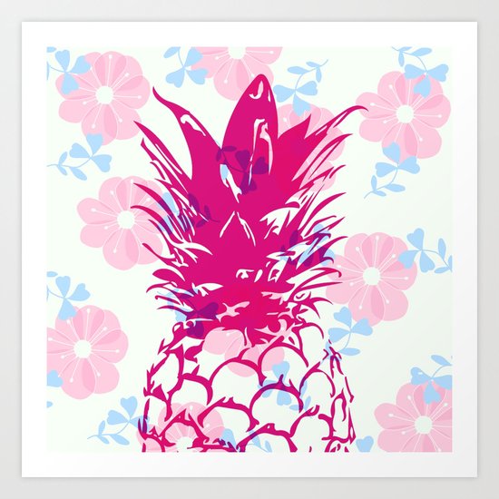 Beautiful Pineapple Flowers Pattern Art Print