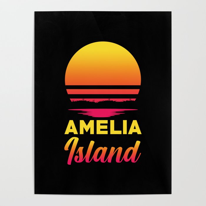 Amelia Island Retro Souvenir Poster