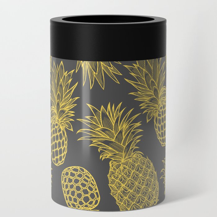 Fresh Pineapples Gray & Yellow Can Cooler