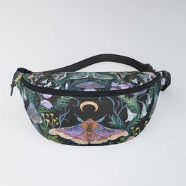 Sphinx Moth Moon Garden Fanny Pack | Nocturnal, Painting, Magical, Foliage, Botanical, Nature, Night, Plants, Moth, Illustration 