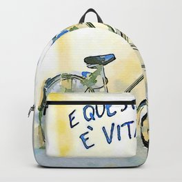 Faenza: bicycle with writing on the wall Backpack