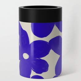 Groovy Eclectic Flowers in Navy Blue Can Cooler