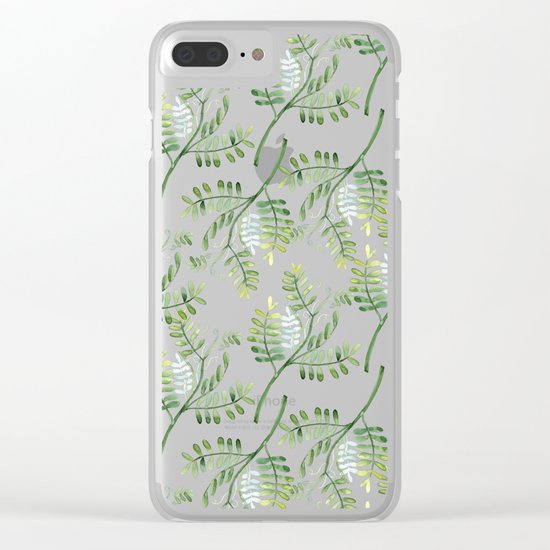Forest Ferns Pattern Clear iPhone Case