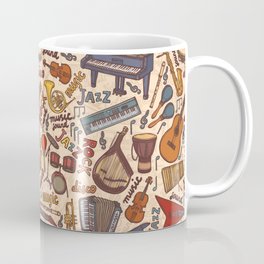 Musical instruments sketch colored seamless pattern Coffee Mug