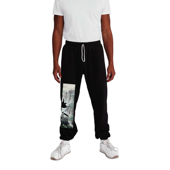 Magical Japanese Misty Mountain Waterfall Forest Sweatpants