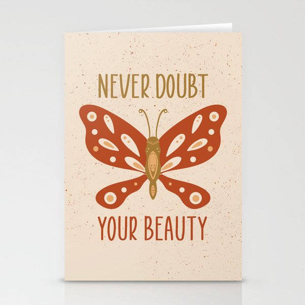 Boho Butterfly Never Doubt Your Beauty Stationery Cards
