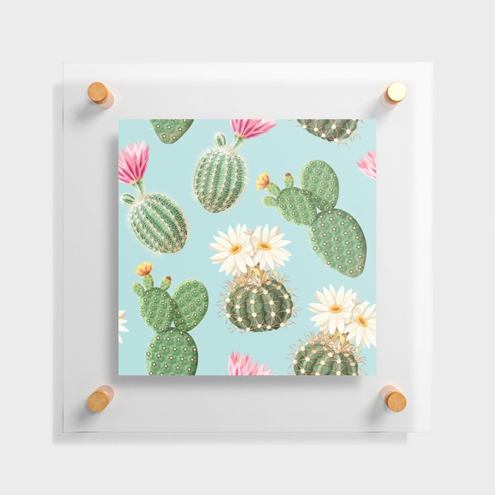 Summer Tropical Resort Cacti and Flowers Floating Acrylic Print