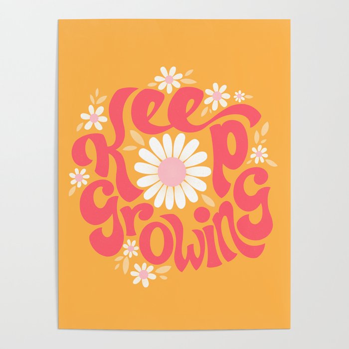 Keep Growing - Summer Pastel Gold Poster