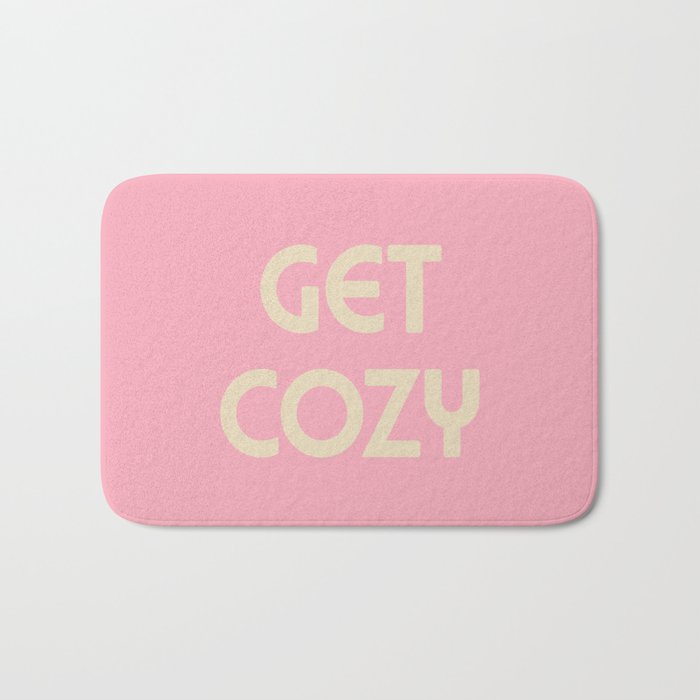 Get Cozy, Pink and White Bath Mat