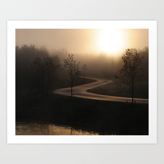 The long and winding misty and moody road Art Print