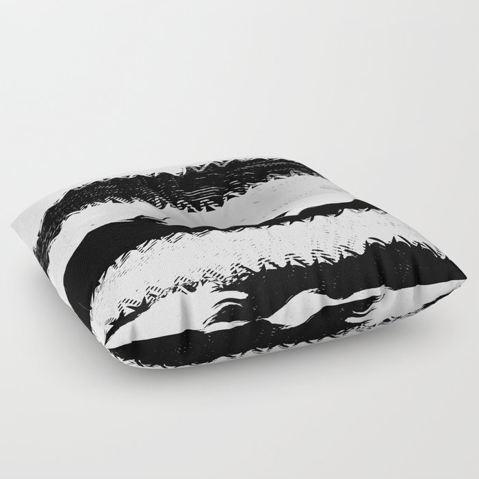 Abstract black and white stripes Floor Pillow