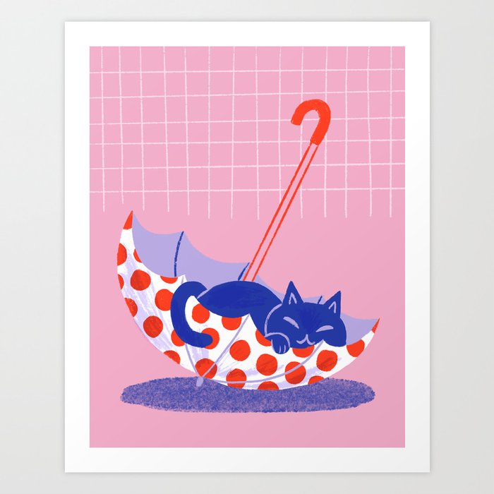 Umbrella Cat Art Print