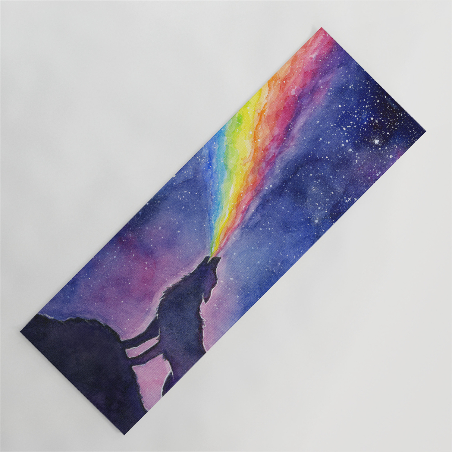 Galaxy Wolf Howling Rainbow Yoga Mat By Olechka Society6