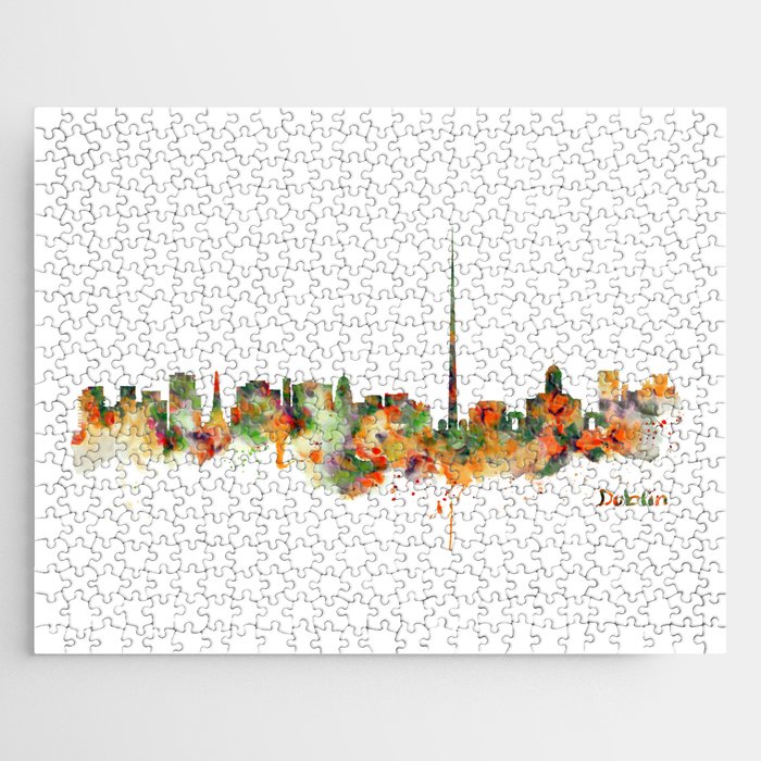 Dublin Watercolor Skyline Jigsaw Puzzle