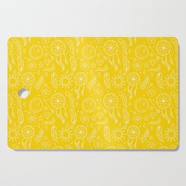 Yellow And White Hand Drawn Boho Pattern Cutting Board