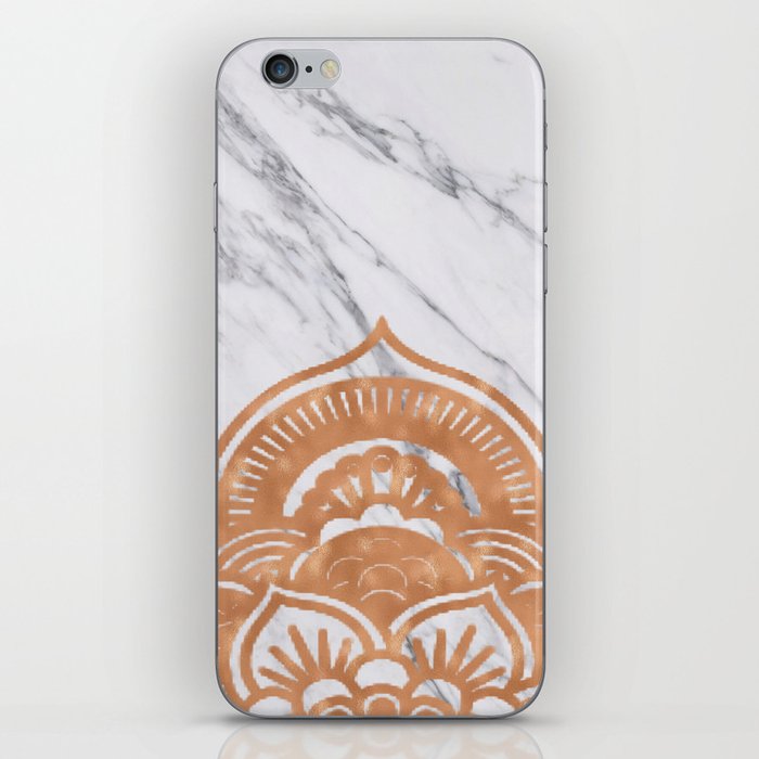 Copper mandala on marble iPhone Skin