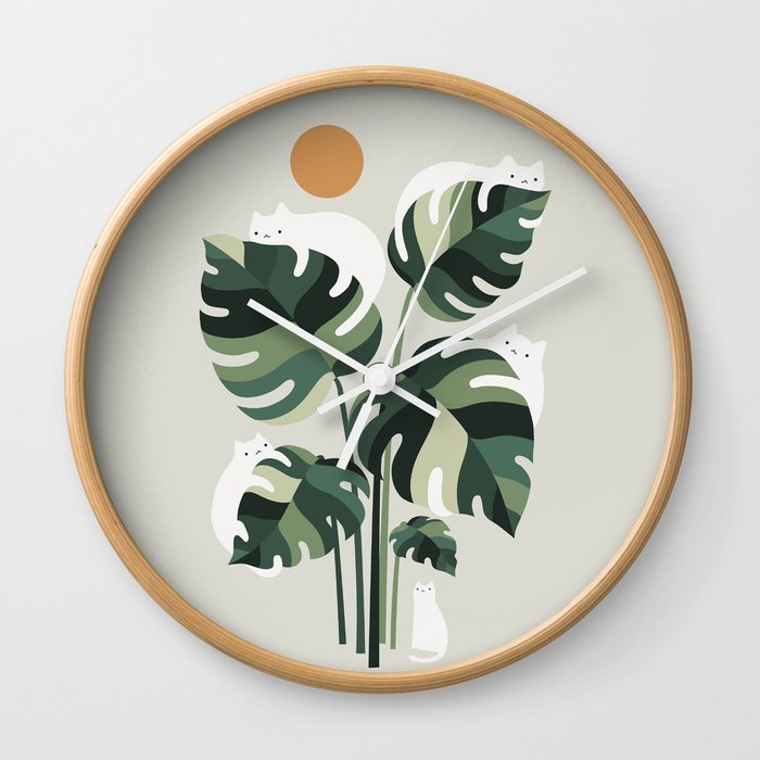 Cat and Plant 11 Wall Clock