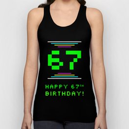 [ Thumbnail: 67th Birthday - Nerdy Geeky Pixelated 8-Bit Computing Graphics Inspired Look Tank Top ]