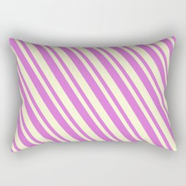 [ Thumbnail: Orchid and Light Yellow Colored Lines/Stripes Pattern Rectangular Pillow ]