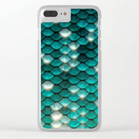 Turquoise sparkling mermaid glitter scales- Mermaidscales on #Society6 Clear iPhone Case