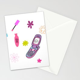 2000’s lipgloss and flip phone Stationery Card