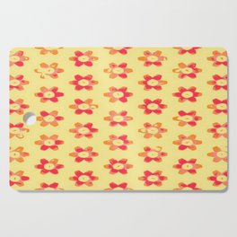 Modern Daisies Red Orange On Yellow Cutting Board