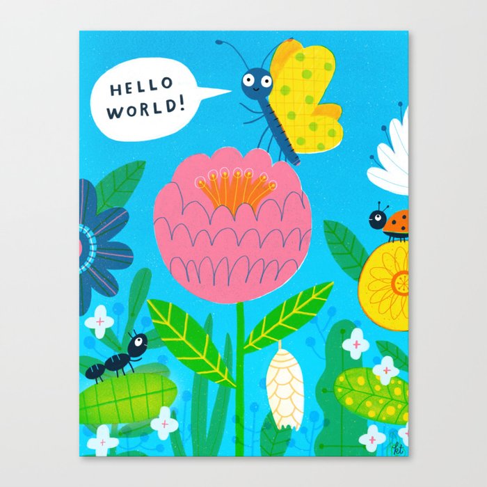 Hello World! - Butterfly Artwork Canvas Print