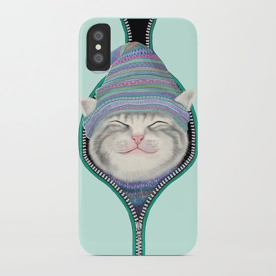 Cat in the zip iPhone Case