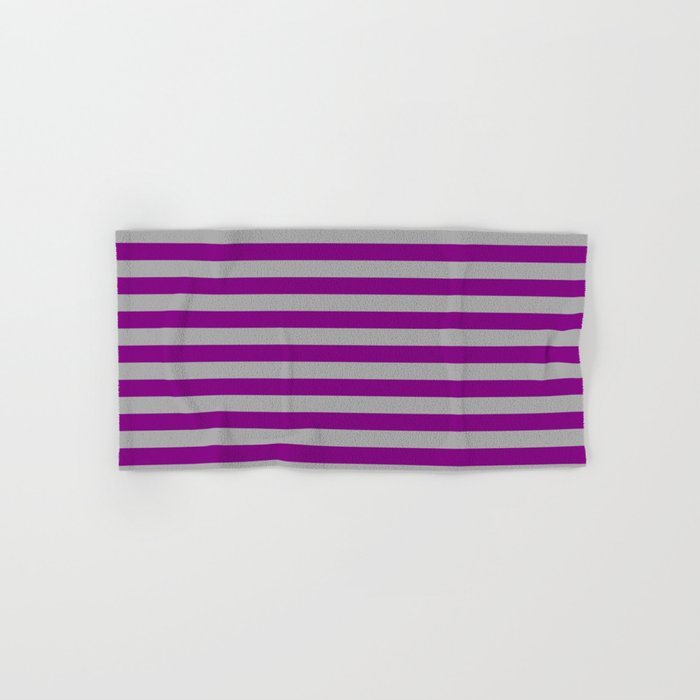 Dark Grey & Purple Colored Striped/Lined Pattern Hand & Bath Towel