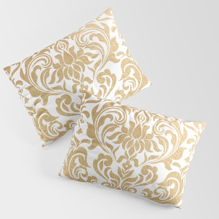 Gold foil swirls damask #12 Pillow Sham