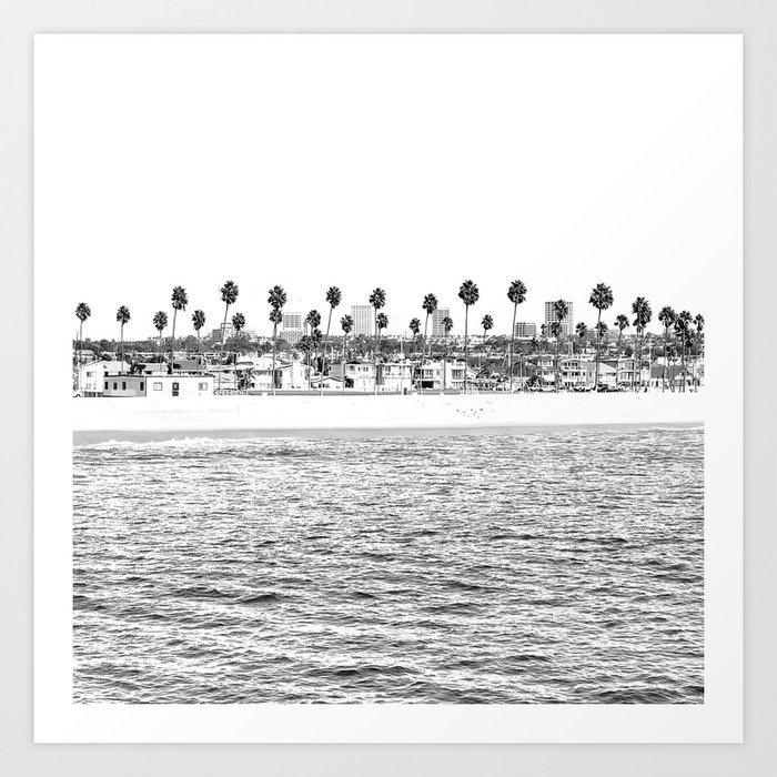 Vintage Newport Beach Print {4 of 4} | Photography Ocean Palm Trees B&W Tropical Summer Sky Art Print