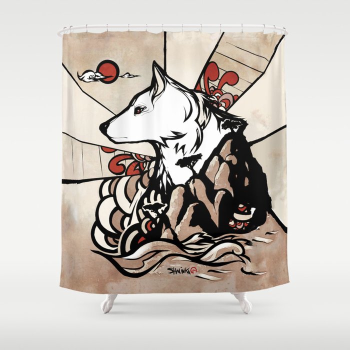 Wolf Ukiyo-e Shower Curtain