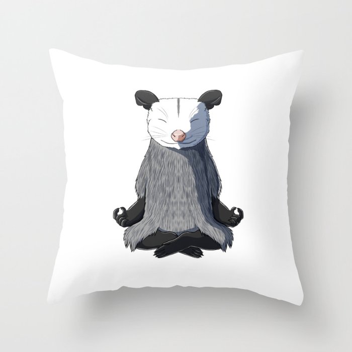 Opossum Meditated Throw Pillow